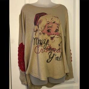 NWOT Southern Grace Merry Christmas Y’all Top Size XL